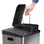 Bac de tri sélectif a compartiments Recycle, ouverture du couvercle par pédale, 2x15litres, Acier inoxydable