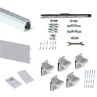 Kit de Railway Système coulissantes pour portes coulissantes en bois avec fermeture souple, 80kg, Aluminium, Anodisé mat