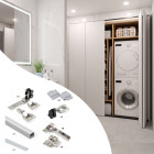 Kit de quincaillerie pour 2 portes coulissantes pliantes et armoire à fermeture souple Twofold, pour 4 panneaux non inclus, Avec coulisse, Anodisé mat