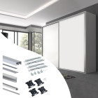 Kit de ferrures pour Placard 90 2 portes coulissantes et armoire à fermeture souple, profilé Vall, épaisseur 19mm, panneaux non inclus, anodisé mat