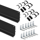 Kit de 2 profils centraux Gola pour meubles de cuisine, longueur 2,35m, avec accessoires, Aluminium, Peint en noir