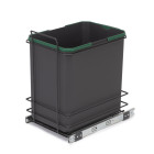 Poubelle de recyclage pour montage inférieur et extraction manuelle pour meuble de cuisine Recycle 1x35 litres, Plastique gris anthracite