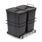 Poubelle de recyclage pour montage inférieur et extraction manuelle pour meuble de cuisine Recycle 2x35litres, Plastique gris anthracite