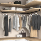 Lot de 2 rails de penderie Luxe de 0,75 m de long avec supports, Aluminium et Plastique, Peint en noir texturé