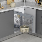 Système d'angle extractible pour meuble de cuisine Suprastar, acier, chrome