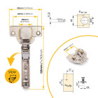 Lot de 20 charnières droites X92 avec fermeture amortie et embases de montage mixtes, Diamètre 5x9.5mm, Hauteur 0, Acier, Nickelé