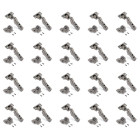 Lot de 20 charnières coudées X91 avec fermeture amortie et embases Euro, hauteur 0, nickelé, titane Lot de 20 charnières coudées X91 avec fermeture amortie et embases Euro, hauteur 0, nickelé, titane