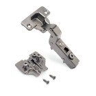 Lot de 10 charnières droites X91 à ouverture de 165 degrés avec fermeture amortie et embases euro, hauteur 0, acier, titane Lot de 10 charnières droites X91 à ouverture de 165 degrés avec fermeture amortie et embases euro, hauteur 0, acier, titane