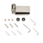 Charnière pour porte en verre avec garniture en acier inoxydable, charnière horizontale avec embout de 34mm, pour porte de 8-12mm, acier inoxydable Charnière pour porte en verre avec garniture en acier inoxydable, charnière horizontale avec embout de 34mm, pour porte de 8-12mm, acier inoxydable