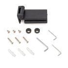 Charnière pour porte en verre avec garniture, charnière horizontale avec embout de 40mm, pour porte de 8-12mm, aluminium et acier, peinte en noir