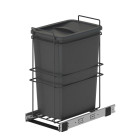 Poubelle de recyclage Recycle pour cuisine, 35 L, fixation par le bas et extraction manuelle, Plastique gris antHracite