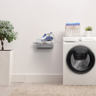 Table à repasser murale pliante Iron Wall, pivotante 180º, en acier et en bois, Blanc