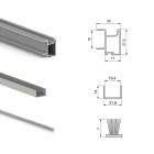 Kit de quincaillerie pour armoire à 2 portes coulissantes avec fermeture souple Placard 74, Modèle de poignée Sharp, épaisseur 19mm, panneaux non inclus, Anodisé mat