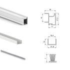 Kit de quincaillerie pour armoire à 2 portes coulissantes avec fermeture souple Placard 74, Modèle de poignée Sharp, épaisseur 19mm, panneaux non inclus, Peint en blanc