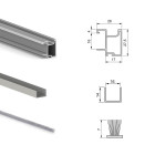 Kit de quincaillerie pour armoire à 2 portes coulissantes avec fermeture souple Placard 74, Modèle de poignée Sharp, épaisseur 16mm, panneaux non inclus, Anodisé mat