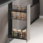 Porte-bouteilles extractible TitaneMax avec fermeture à amortie, gauche, 3 plateaux, module 150mm, Acier, Gris Anthracite