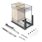 Chariot coulissant avec paniers et chariot à pain Titane avec fermeture à amortie, module 300mm, Acier, Gris Anthracite