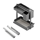 Chariot extractible avec paniers et accessoires Harmony avec fermeture à amortie, Module largeur 400mm hauteur 700mm, Acier et Bois, Gris anthracite Chariot extractible avec paniers et accessoires Harmony avec fermeture à amortie, Module largeur 400mm hauteur 700mm, Acier et Bois, Gris anthracite