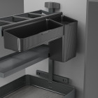 Chariot extractible avec paniers et accessoires Harmony avec fermeture à amortie, Acier et Bois, Gris anthracite - dimensions aux choix