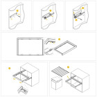 Kit de porte-pantalon à 7tringles, panier et rack ajustable Quartz pour armoires, glissières extension totale et à fermeture douce, Module 90cm, Finition Titane