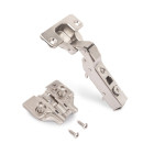 Lot de 20 charnières coudées X91 à fermeture amortie et embases euro, Hauteur 0, Acier, nickelé