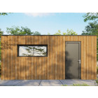 Garage bois traité RINGWOOD - surface intérieure : 20m² - porte sectionnelle - structure osb - revêtement membrane epdm - 1 voiture - bois européen