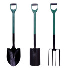 Garden lot d'outils de jardinage   -    pelle ronde + fourche à bêcher + bêche