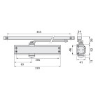 Ferme-porte HL83 bras coulisse anti-vandalisme CAVERS ISEO - Force 3 - Argent - EN1154 - 388083
