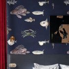Papier peint bleu poissons tropicaux - ACQUARIONOTTURNO++