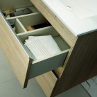 Meuble de salle de bain 100cm simple vasque - 2 tiroirs - sans miroir - balea - ciment (gris)