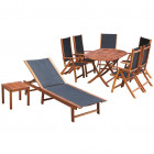 Vidaxl meuble de jardin 9 pcs textilène bois d'acacia