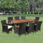 Vidaxl mobilier de jardin 17 pcs résine tressée dessus de table acacia