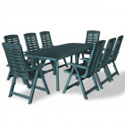 Vidaxl jeu de salle à manger d'extérieur 9 pcs 210 x 96 x 72 cm vert