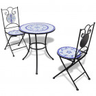 Vidaxl table de bistro 60 cm et 2 chaises mosaïqué bleu/blanc