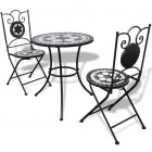 Vidaxl table de bistro 60 cm et 2 chaises mosaïqué noir/blanc
