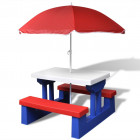 Vidaxl table de pique-nique pour enfants avec parasol