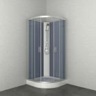 Cabine de douche complète 1/4 rond 90 x 90 x 205 cm accès d'angle 2 portes coulissantes transparent argenté - happy