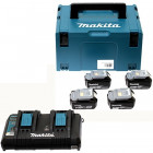 Pack 4 batteries 18 v li-ion 6 ah + chargeur double dc18rd avec coffret mak-pac