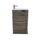 Meuble lave-mains à poser 57 cm texture bois une porte avec étagères de rangement woody