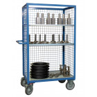 Servante grillagée 3 côtés sans toit charge 500 kg 1000 x 700 mm ø roues 200 mm