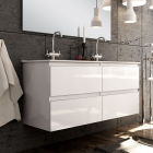 Meuble de salle de bain 120cm double vasque - 4 tiroirs - sans miroir - balea - blanc