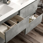 Meuble de salle de bain 140cm double vasque - 4 tiroirs - sans miroir - balea - ciment (gris)