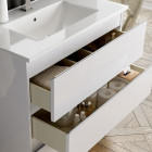 Meuble de salle de bain 80cm simple vasque - 2 tiroirs - sans miroir - balea - blanc