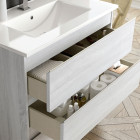 Meuble de salle de bain 100cm simple vasque - 2 tiroirs - sans miroir - balea - hibernian (bois blanchi)
