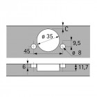 Charnière INTERMAT TB 45 (BLUM 45 mm) à MONTAGE RAPIDE FIX, ouverture 110° Charnière 110° coudure 9.5mm CG3930402