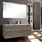 Ensemble meuble de salle de bain 120cm double vasque + colonne de rangement iris - britannia (chêne foncé)
