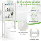 Meuble wc au-dessus de toilettes étagère de rangement en métal dispositif anti-basculement 3 crochets 3 étagères 63 x 26,5 x 170 cm blanc helloshop26 20_0003389