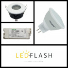 Kit spot LED étanche GU5.3 5 watt (eq. 50 watt) - Couleur eclairage - Blanc chaud 3000°K, Finition - Grise