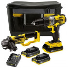 Kit outils 18v fmck464d2 - stanley fatmax - perceuse percussion 18v - meuleuse batterie 18v - 2 batteries + chargeur et sacoche