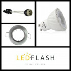 Kit spot led GU10 COB 4 watt (eq. 40 watt) - Support gris - Couleur eclairage - Blanc neutre, Type Support - Rond orientable 86mm